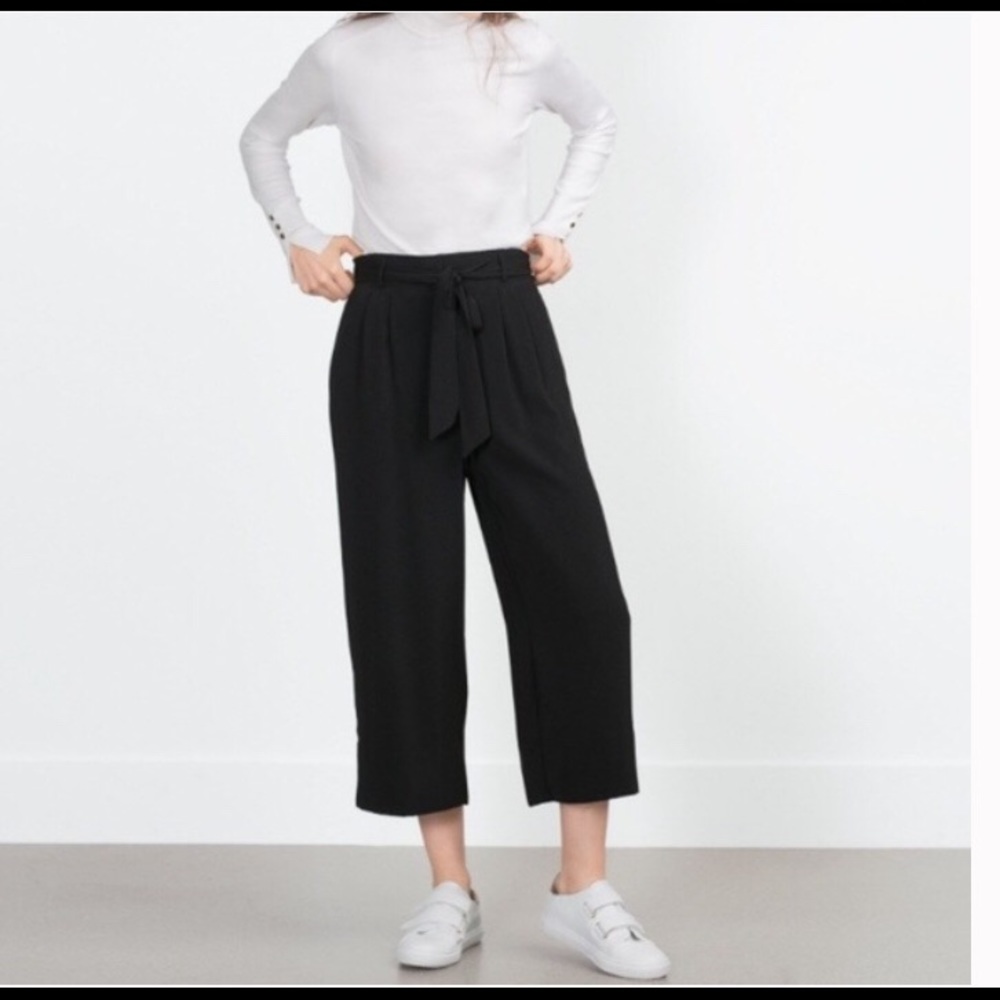 High waisted, tie waist culottes from ZARA
